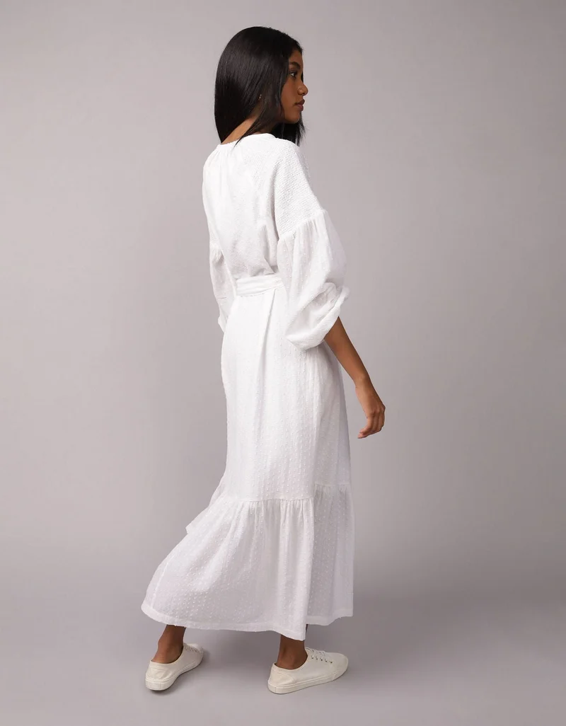 American Eagle AE Long-Sleeve Maxi Shirt Dress.